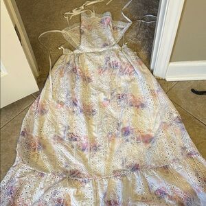 Gianni bini backless L Colorful Eyelet Maxi Dress